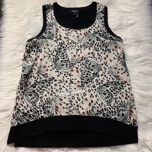 DKNY Sleeveless Tank Printed Butterfly Blouse Top Size medium